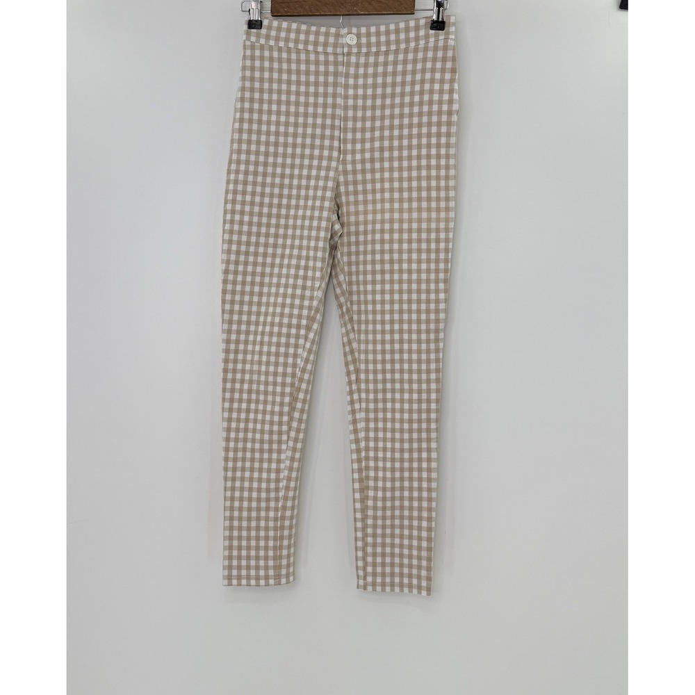 Urban Outfitters Gingham Pants Women's Size 4 Beige White‎ Checkered Preppy